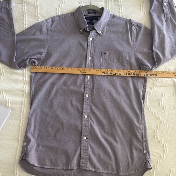 Tommy Hilfiger Men's Purple & White Houndstooth Print Button Down Shirt Medium - Picture 7 of 11